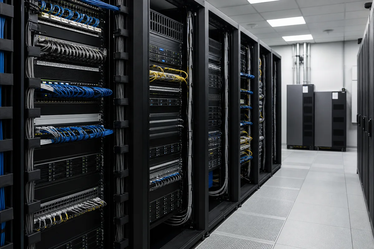 ห้อง Server และตู้ Rack ระบบเครือข่ายที่จัดสายอย่างเป็นระเบียบ