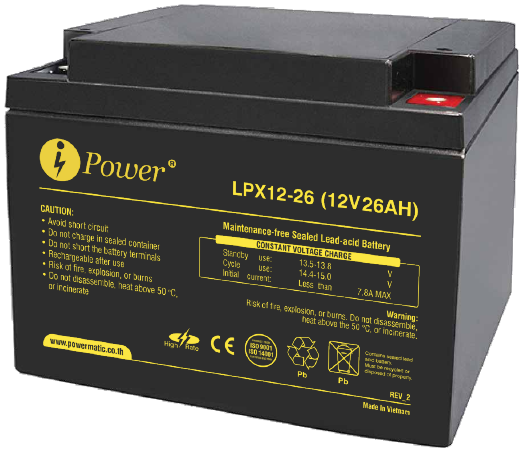แบตเตอรี่ iPower รุ่น LPX12-26 ภาพจากเอกสารประจำรุ่น
