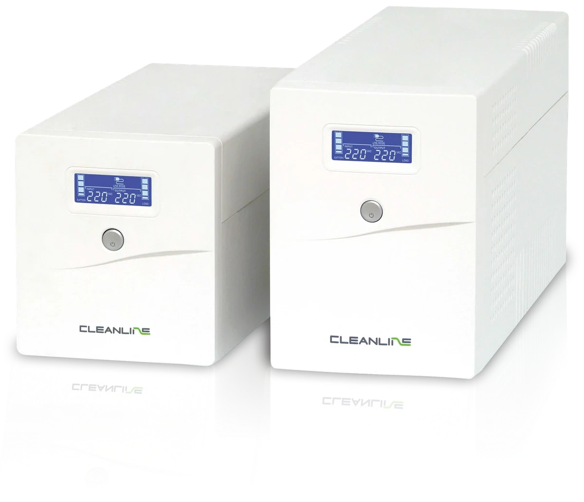 เครื่องสำรองไฟ CLEANLINE D Series สีขาวสองขนาดพร้อมจอ LCD