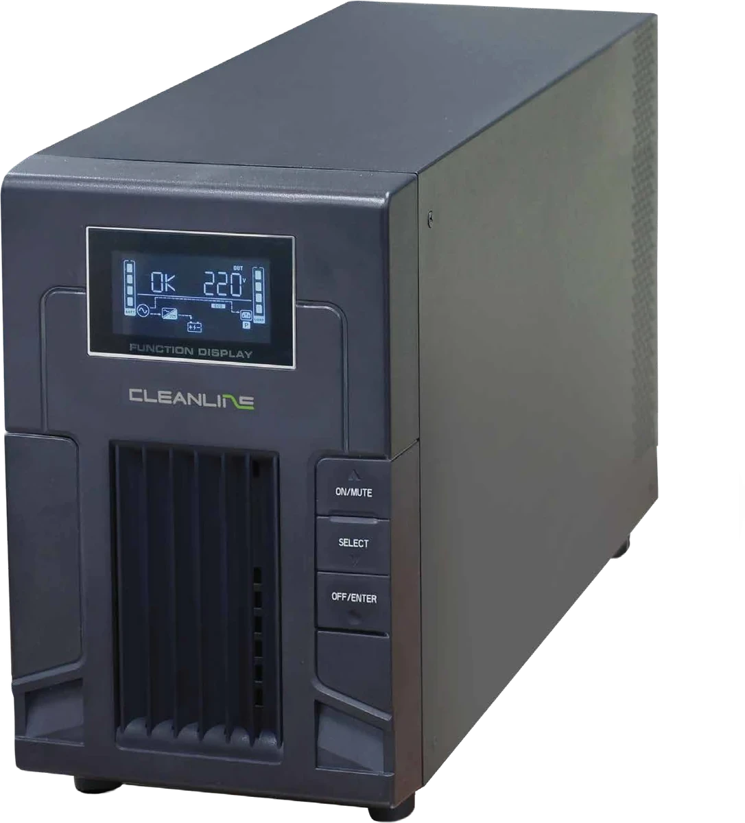 เครื่องสำรองไฟ CLEANLINE PS Series สีดำพร้อมจอแสดงสถานะ