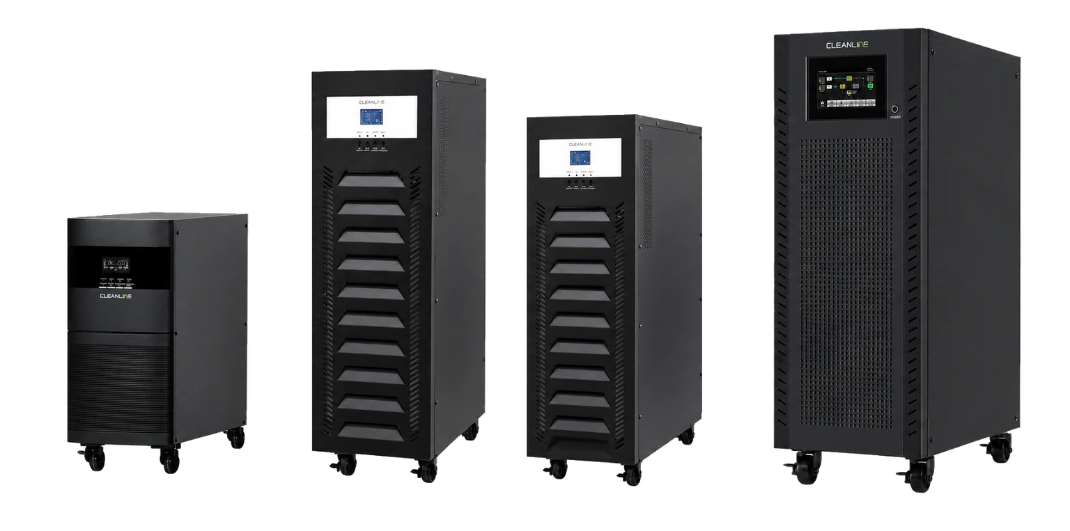 ภาพรวมเครื่องสำรองไฟ CLEANLINE แบบ Single Phase UPS Terminal หลายขนาดพร้อมล้อ