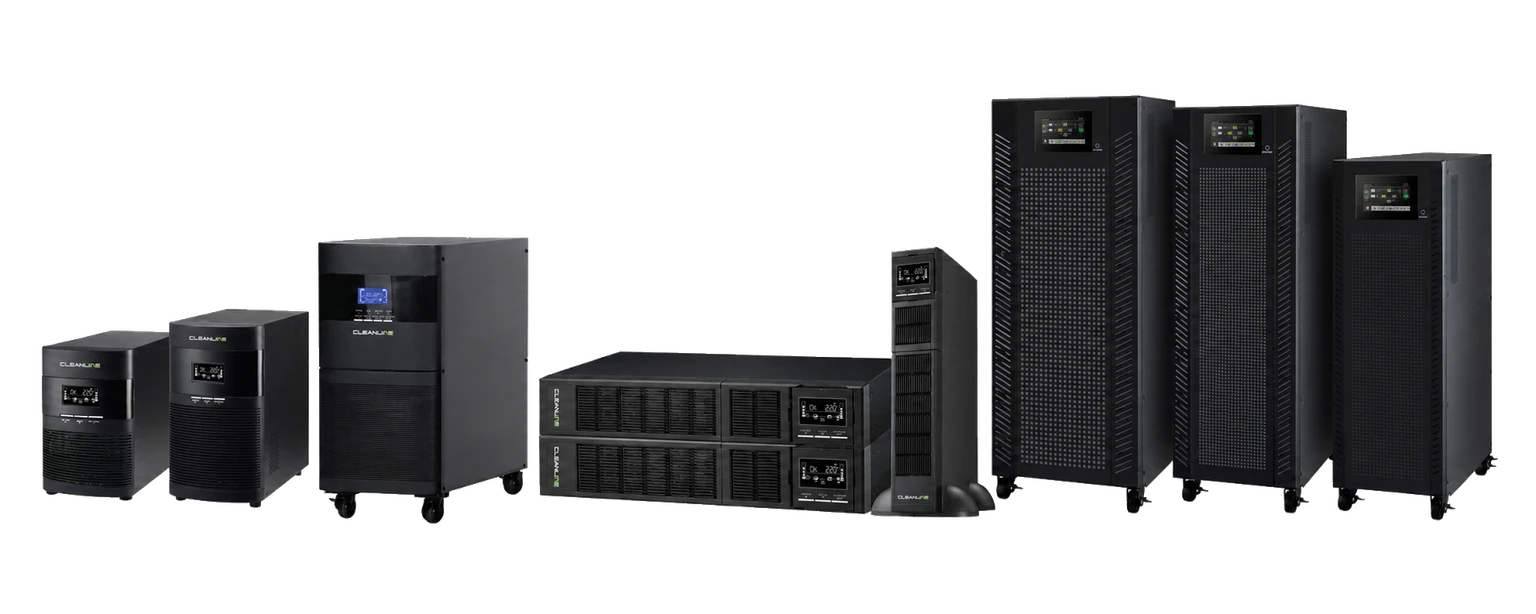 ภาพรวมเครื่องสำรองไฟ CLEANLINE แบบ True Online ตั้งแต่ Tower และ Rack จนถึงระบบขนาดใหญ่